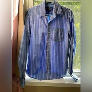 Abercrombie Mens Blue and Pink Stripe Medium Button Down